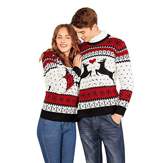 Damen Weihnachtspullover mit festlichem Rentiermotiv und herzlichem Design EB