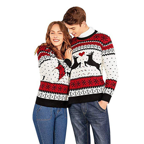 Damen Weihnachtspullover mit festlichem Rentiermotiv und herzlichem Design EB