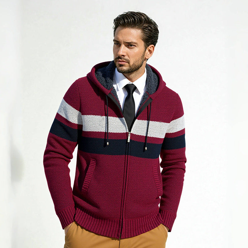 Herren Strickjacke mit Kapuze und modischem Zipper EB