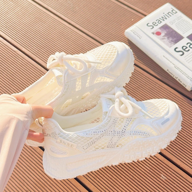Damen Sportliche Sneaker mit atmungsaktivem Netzdesign und funkelnden Akzenten EB
