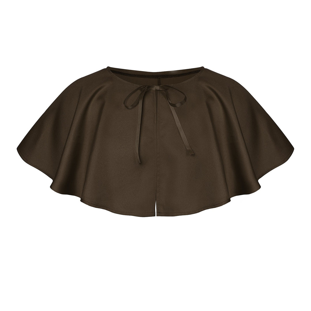 Unisex nan mehrschichtiger Kapuzenumhang mit weitem Fall und Satinbandverschluss Eb