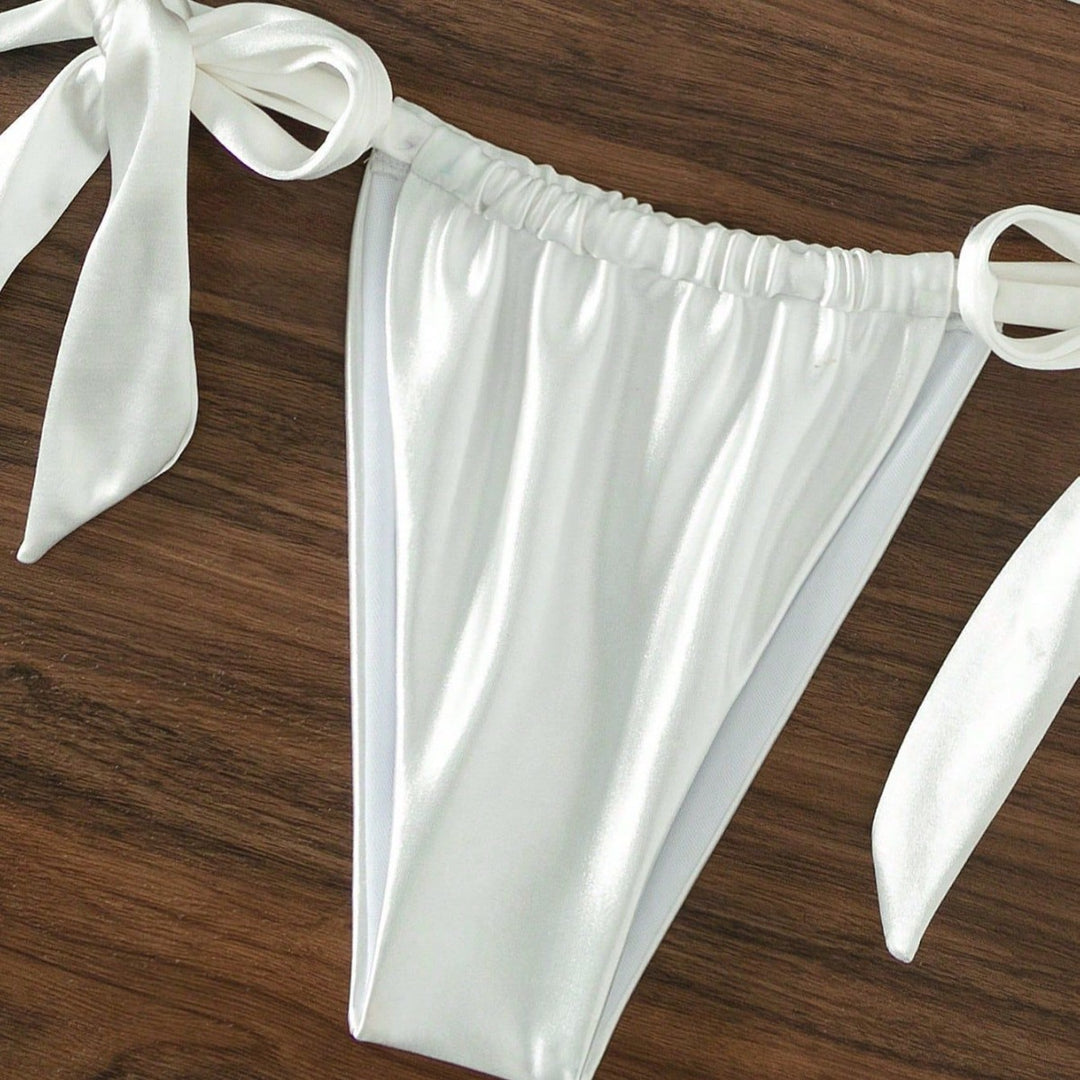Damen Stilvoller Triangel-Bikini mit Schleifen-Details EB