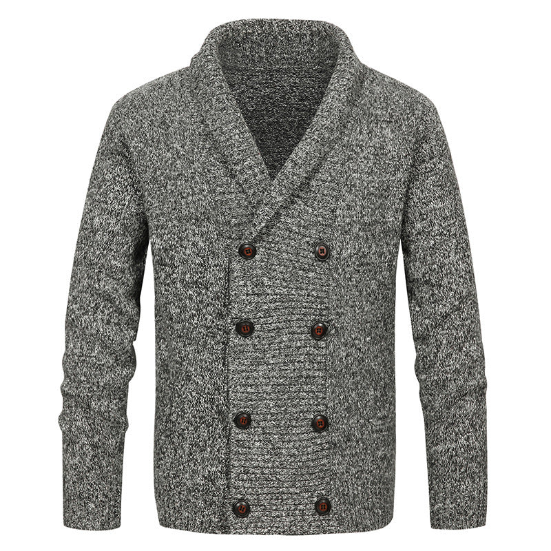 Herren hochwertige Strickjacke mit großem Revers und Knopfdetail EB
