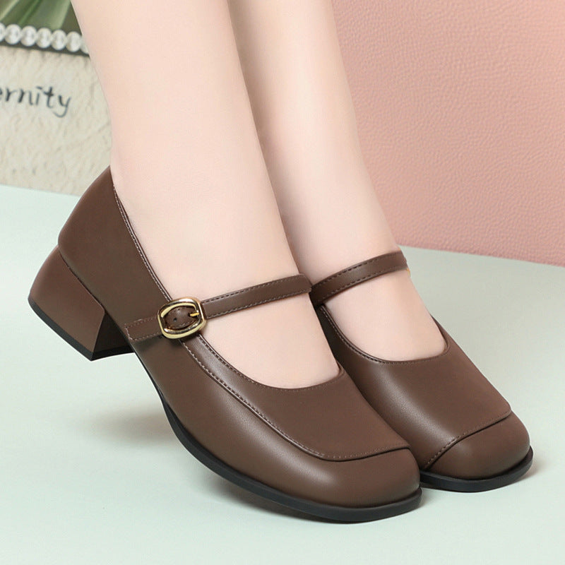 Damen elegante Mary Jane Pumps mit verstellbarem Riemen und komfortablem Blockabsatz EB