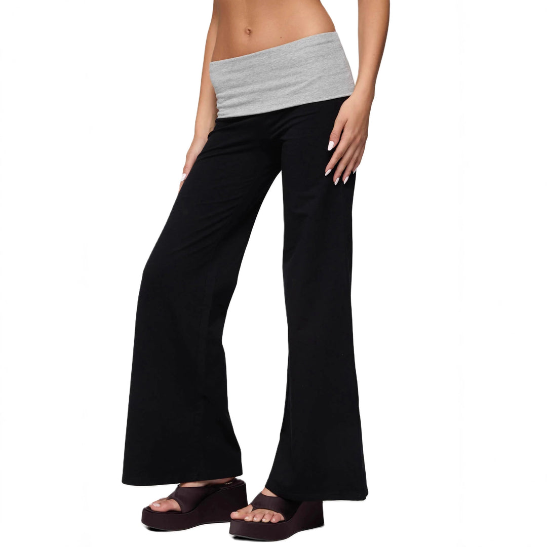 Damen weite Freizeit-Hose mit elastischem Bund und Pünktchenmuster EB