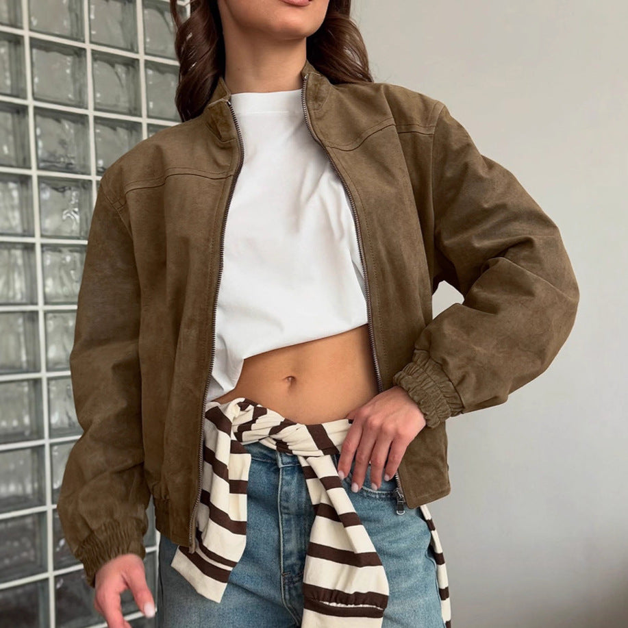 Damen lässige Wildlederjacke im oversized Schnitt EB