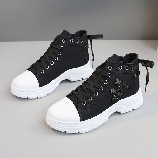 Damen modische High-Top Sneakers mit Reißverschluss und robustem Profil EB