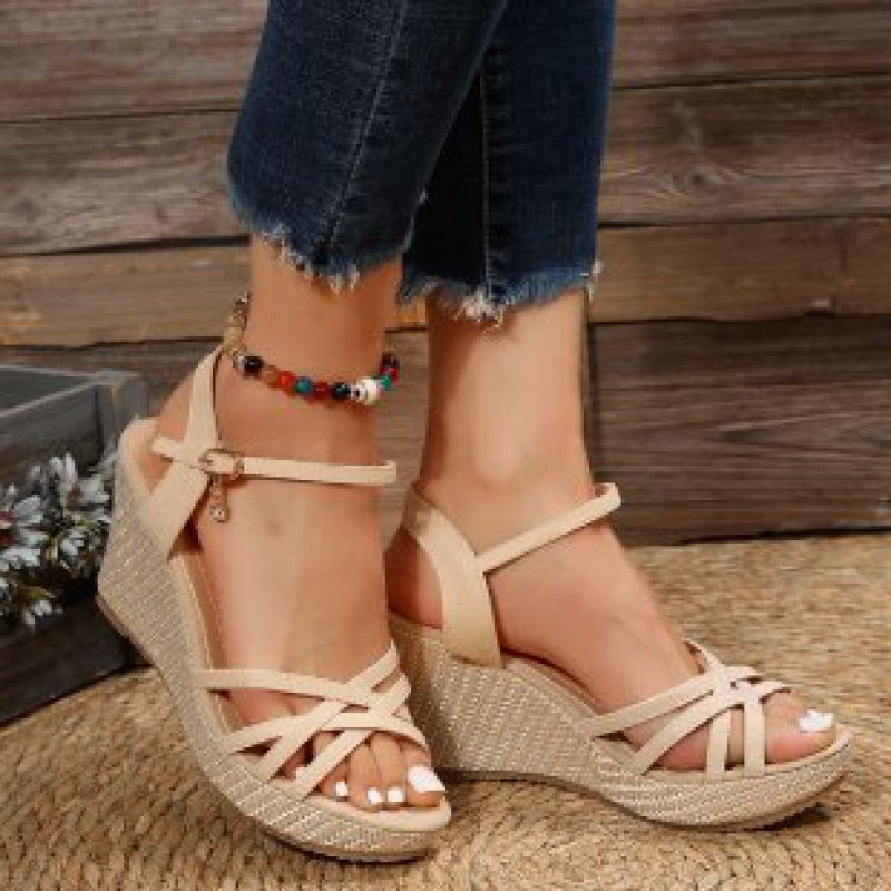 Damen Wedge-Sandalen mit elegantem Riemendesign und komfortabler Sohle EB
