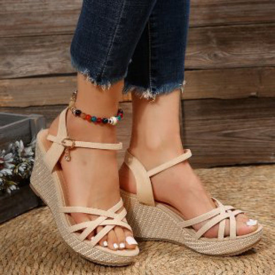 Damen Wedge-Sandalen mit elegantem Riemendesign und komfortabler Sohle EB