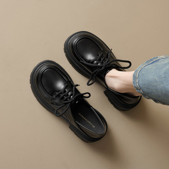 Damen elegante Schnürschuhe mit robustem Plateau EB