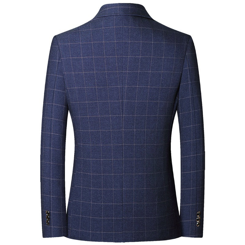 Herren Modernes Slim-Fit Sakko mit dezentem Karomuster aus leichtem Mischgewebe EB