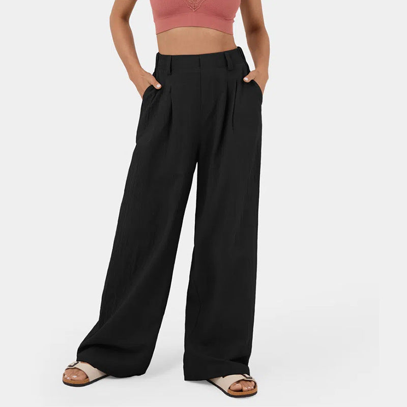 Damen Weite Chinohose mit elegantem Faltenwurf und seitlichen Taschen EB