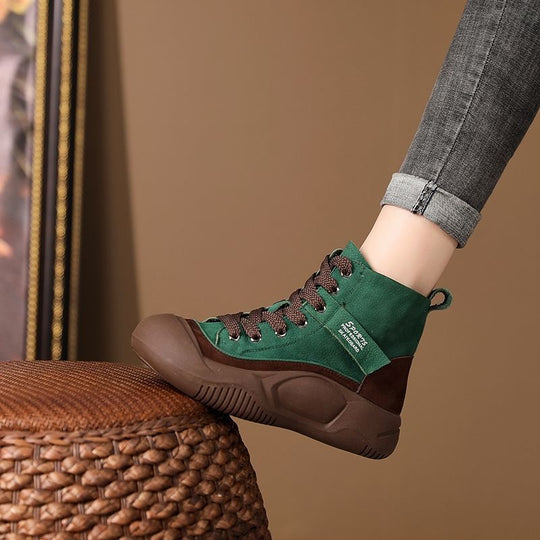 Damen Sportliche High-Top Sneakers mit strapazierfähigem Wildleder und stabiler Sohle EB