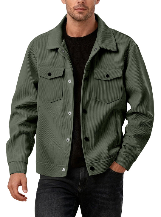 Herren nan Cordjacke im klassischen Arbeiterjacken-Schnitt mit Druckknöpfen und Brusttaschen EB