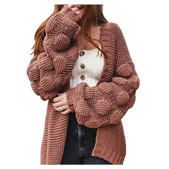 Damen Strickjacke mit strukturierten Ärmeln EB