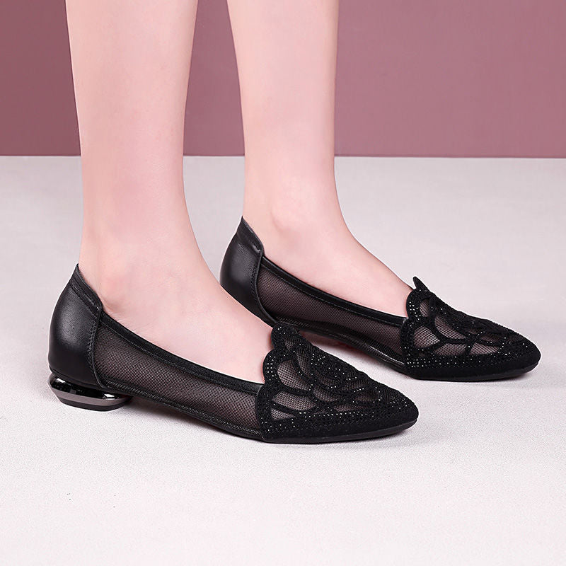 Damen Ballerinas mit eleganten Spitzen und flacher Sohle EB