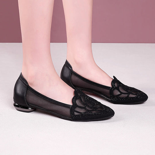 Damen Ballerinas mit eleganten Spitzen und flacher Sohle EB