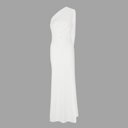 Damen elegantes Wickelkleid mit asymmetrischem Schnitt und tiefem V-Ausschnitt EB
