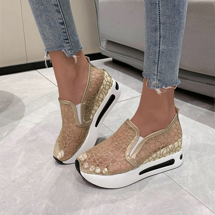 Damen Komfort-Sneaker mit funkelndem Netzdesign und anatomischem Fußbett EB
