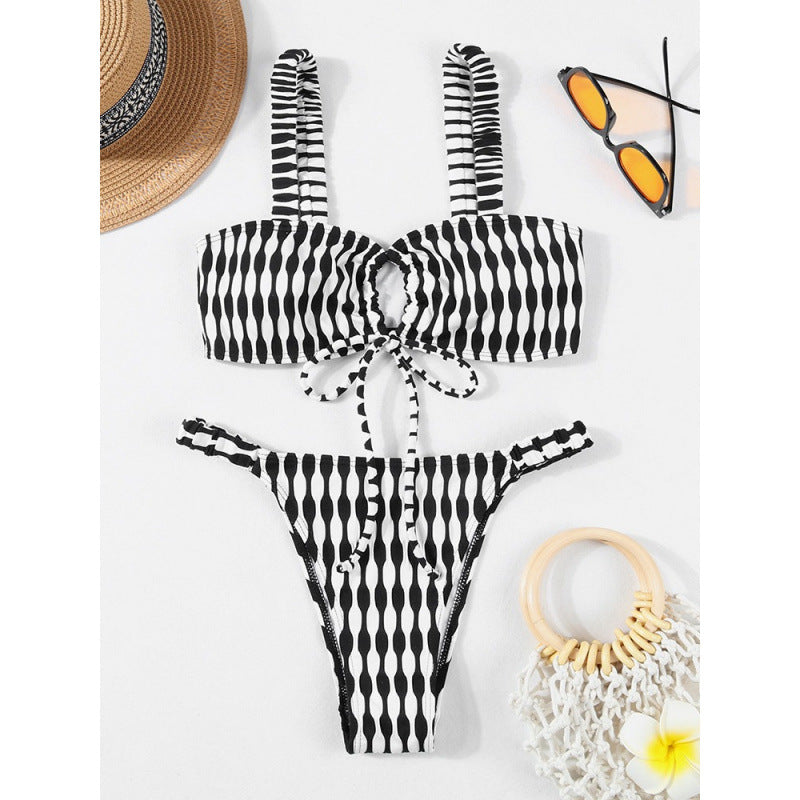 Damen Triangel-Bikini mit modischem Wickel-Design und verstellbaren Trägern EB