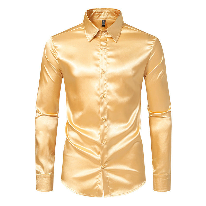 Herren Elegantes und glänzendes Langarmhemd mit innovativer Textur EB