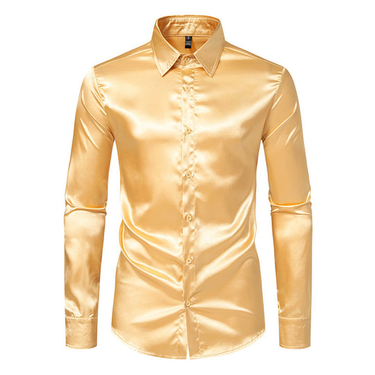 Herren Elegantes und glänzendes Langarmhemd mit innovativer Textur EB