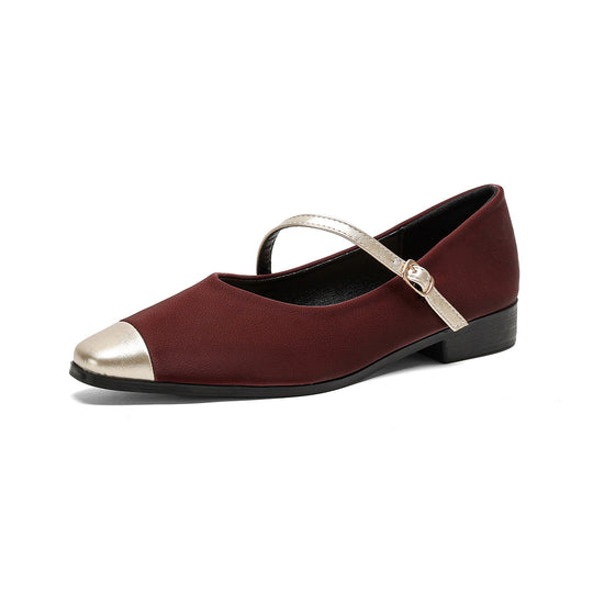 Damen Ballerinas mit modischem Riemchen und eleganter Metallspitze EB