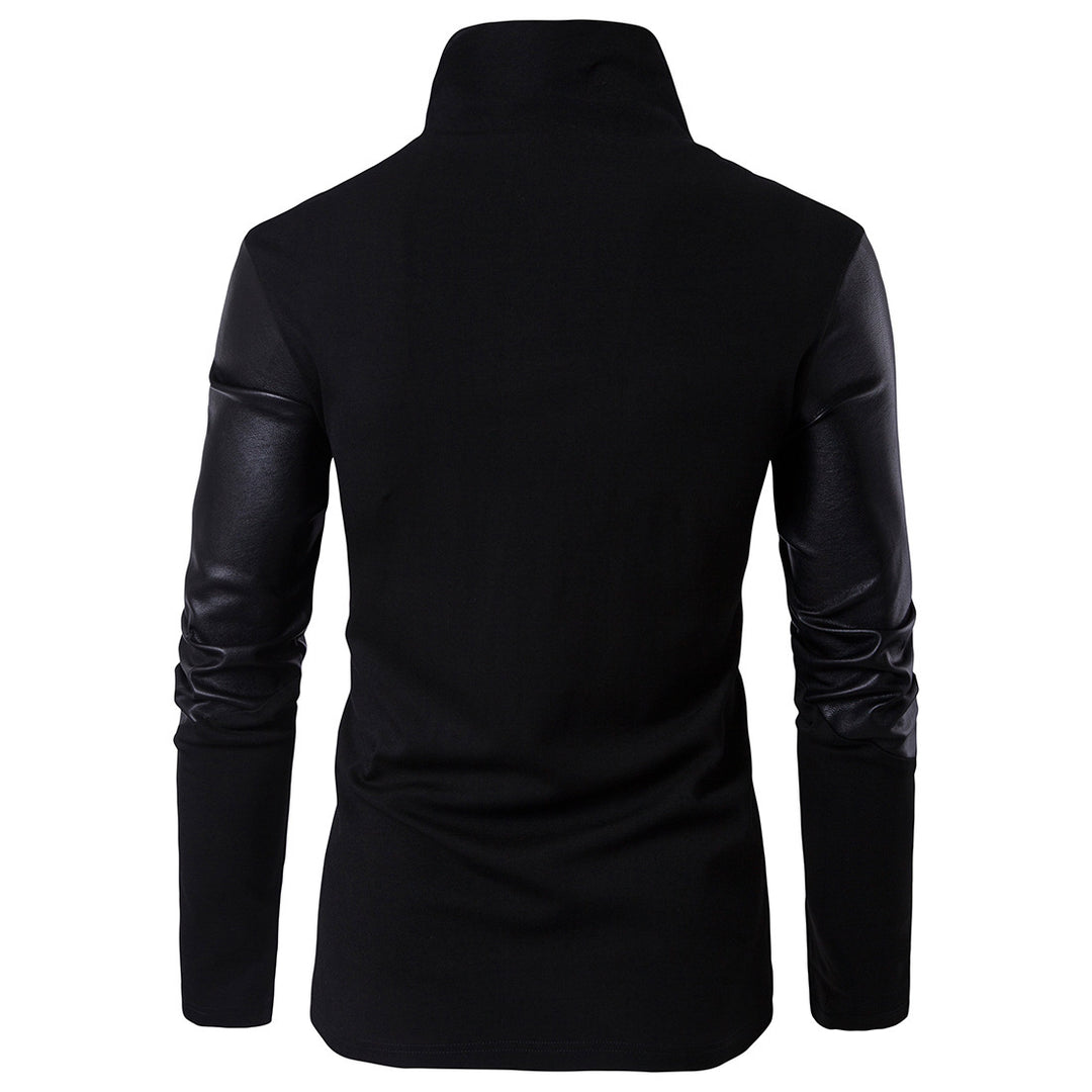 Herren Modische Jacke mit asymmetrischem Reißverschluss und kontrastierenden Ärmeln EB