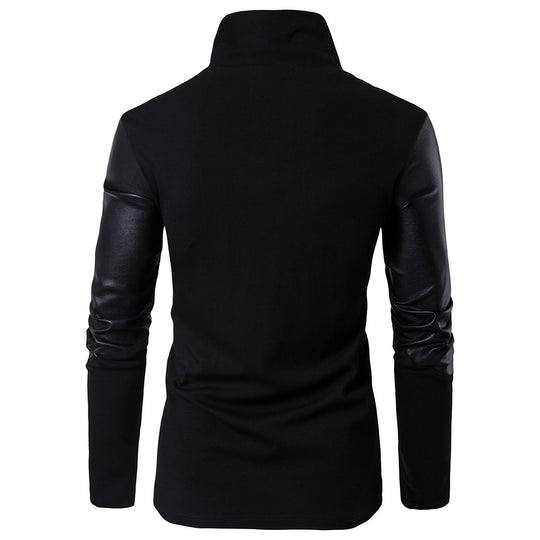 Herren Modische Jacke mit asymmetrischem Reißverschluss und kontrastierenden Ärmeln EB