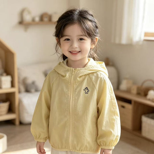 Unisex nan leichte Kapuzen-Jacke für Kleinkinder mit elastischen Bündchen und Frontreißverschluss EB