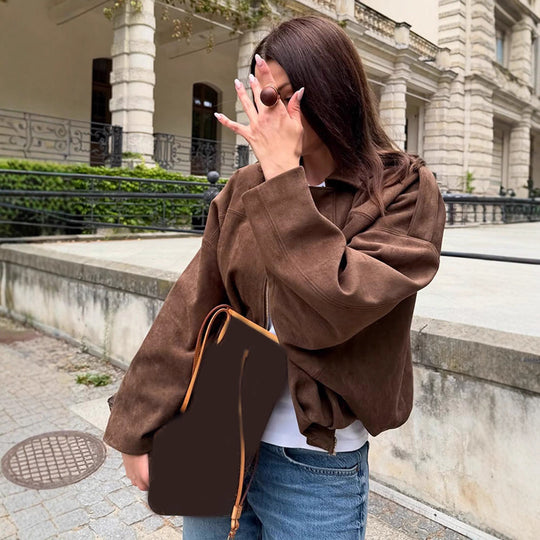 Damen Oversized Wildlederjacke EB