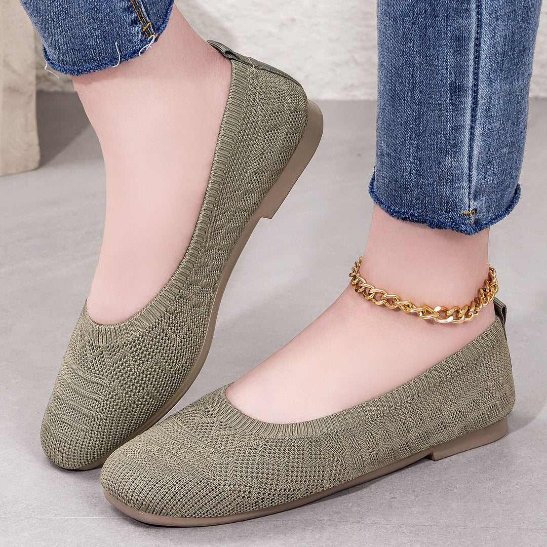 Damen Strick-Ballerinas mit elastischem Einstieg EB