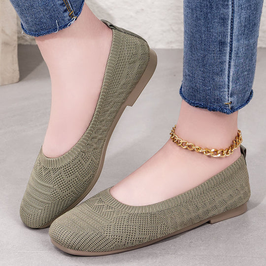 Damen Strick-Ballerinas mit elastischem Einstieg EB