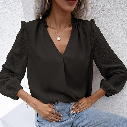 Damen elegante Bluse mit strukturierten Ärmel-Details EB