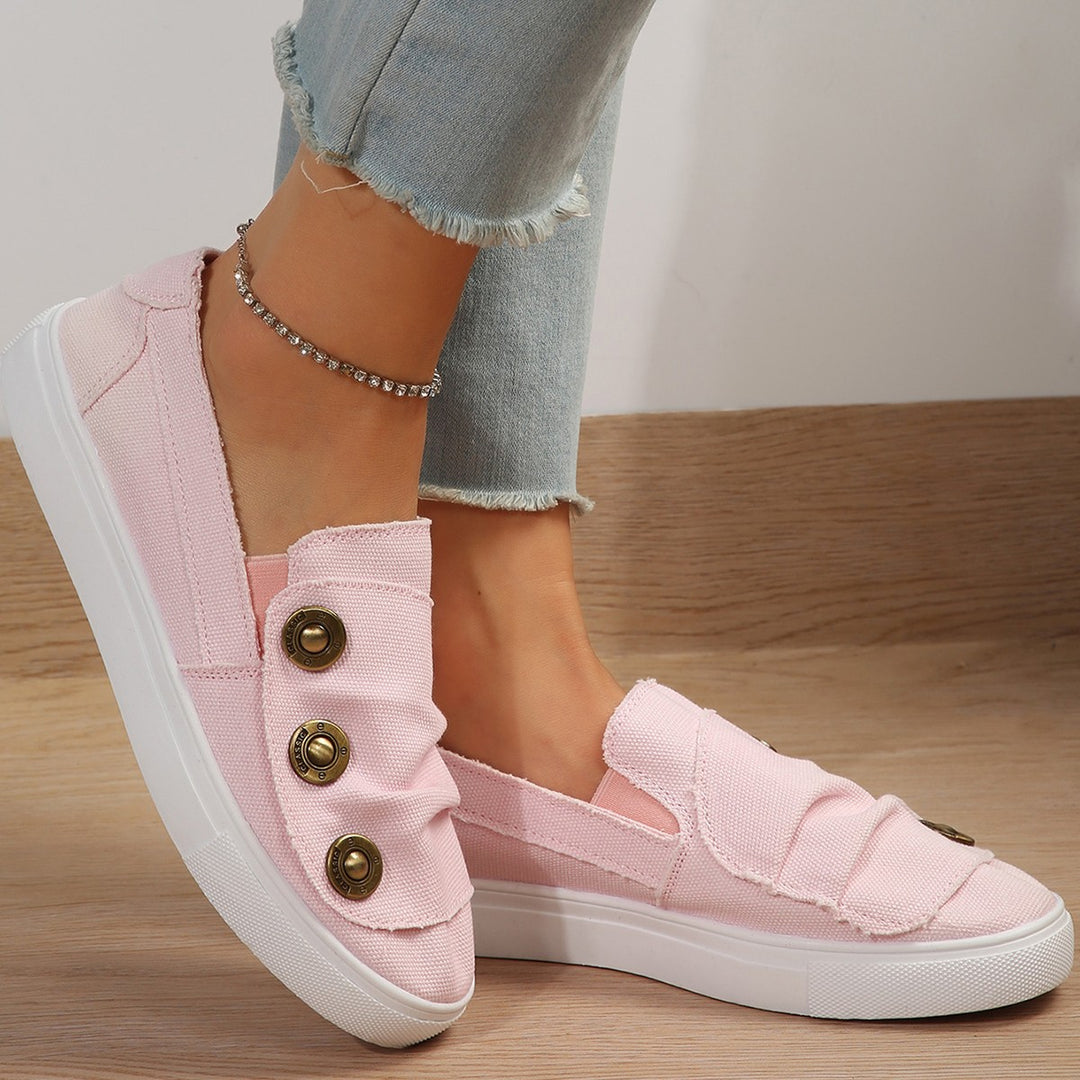 Damen Slip-On Sneakers mit modischen Knopfdetails EB