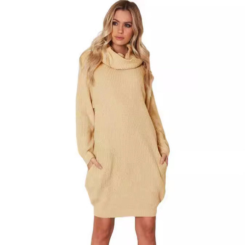 Damen Strickkleid mit weitem Kragen EB