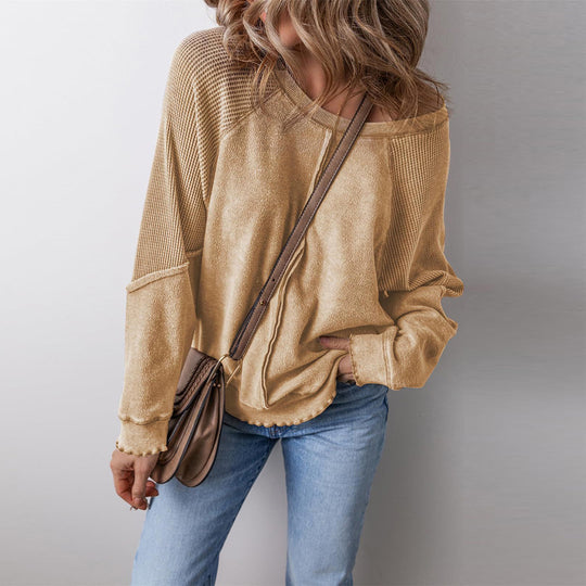 Damen lässiger Pullover mit weitem Ausschnitt EB