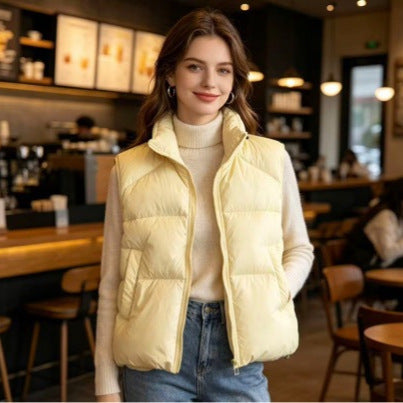 Damen nan kurzer wattierter Pufferjacke mit hohem Stehkragen und praktischen Eingrifftaschen EB