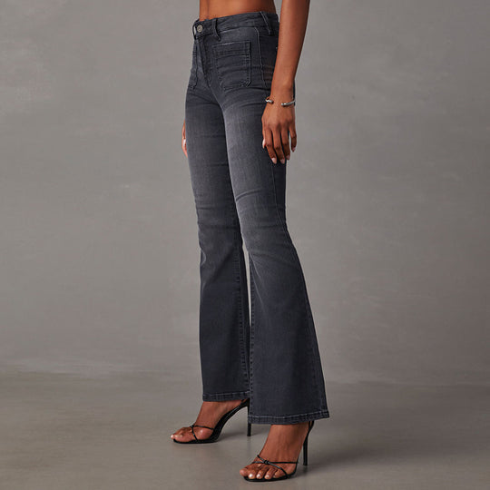Damen Flared Jeans mit hoher Taille und stylischem Schnitt EB