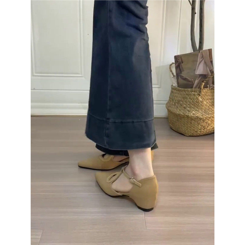 Damen elegante spitze Mary Jane Schuhe mit Riemen EB
