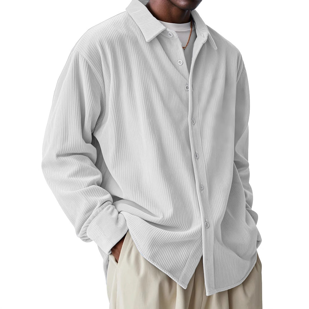 Herren nan oversized Kordhemd mit feiner Rippenstruktur und Relaxed-Fit EB