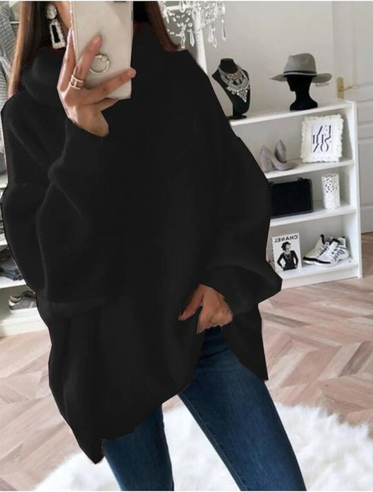 EB | Damen Strickpullover mit Rollkragen lockerer Sitz, einfarbig