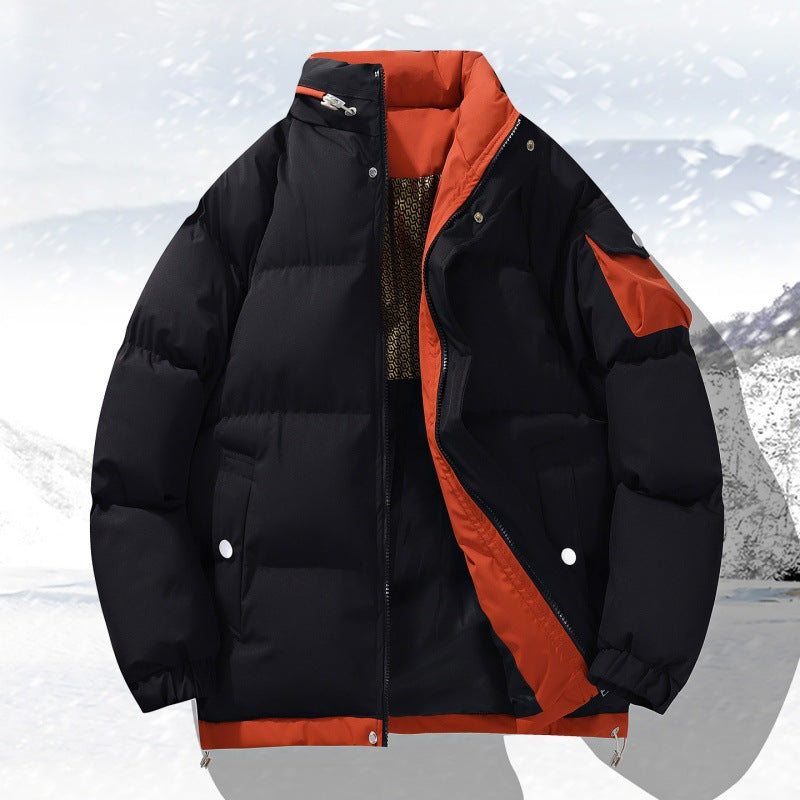 Herren wattierte Outdoor-Steppjacke mit hoher Stehkragen-Isolation und elastischen Bündchen EB