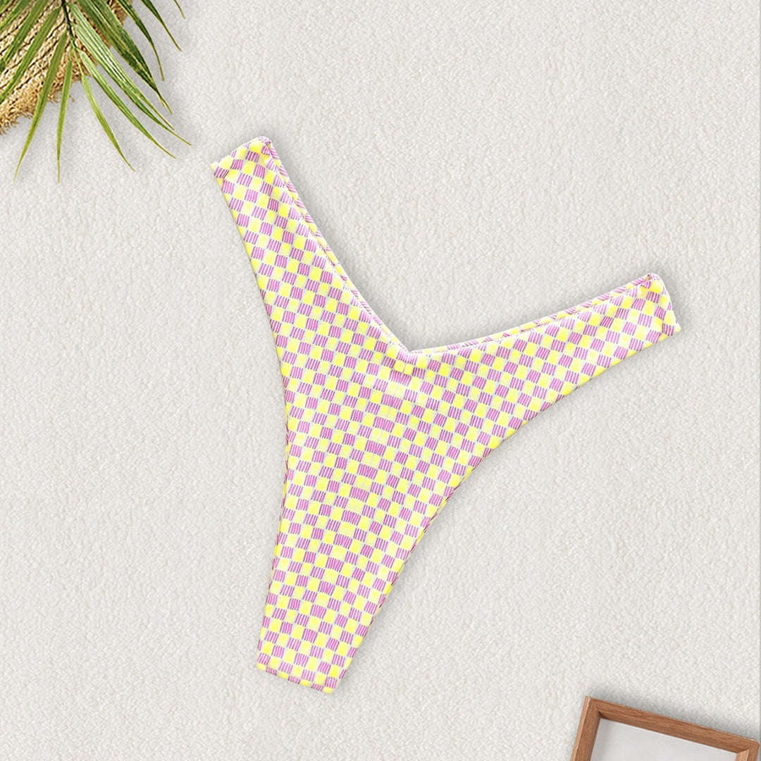 Damen Triangel-Bikini mit buntem Patchwork-Muster EB