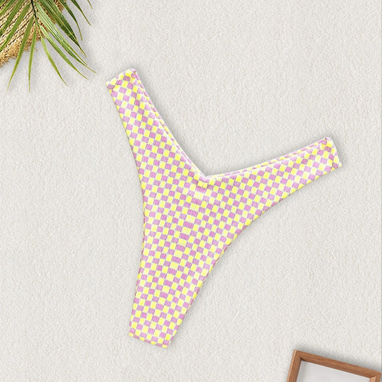 Damen Triangel-Bikini mit buntem Patchwork-Muster EB