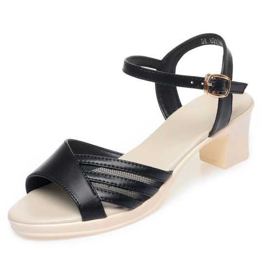 Damen elegante Sandaletten mit verstellbarem Fesselriemen und komfortablem Blockabsatz EB