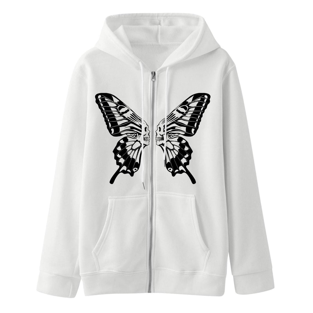 Damen Kapuzensweatjacke mit einzigartigem Schmetterlingsdruck EB