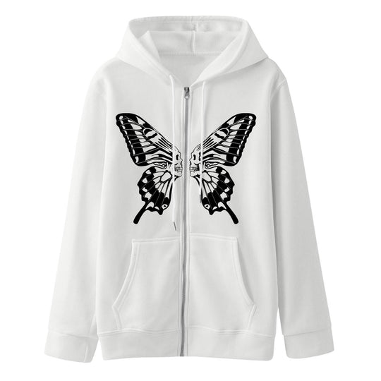 Damen Kapuzensweatjacke mit einzigartigem Schmetterlingsdruck EB