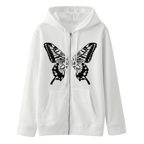 Damen Kapuzensweatjacke mit einzigartigem Schmetterlingsdruck EB