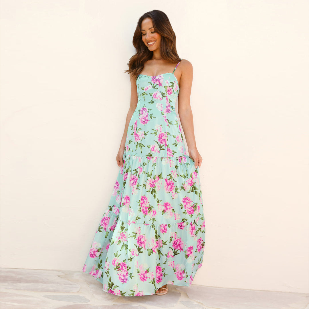 Damen Maxi Kleid mit floralen Mustern EB